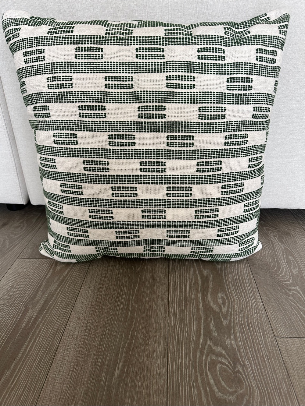24x24 Threshold Green and White 100% cotton  Throw Pillow